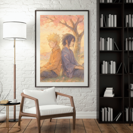 Naruto Wall Art – Naruto & Sasuke Sakura Sunset Poster