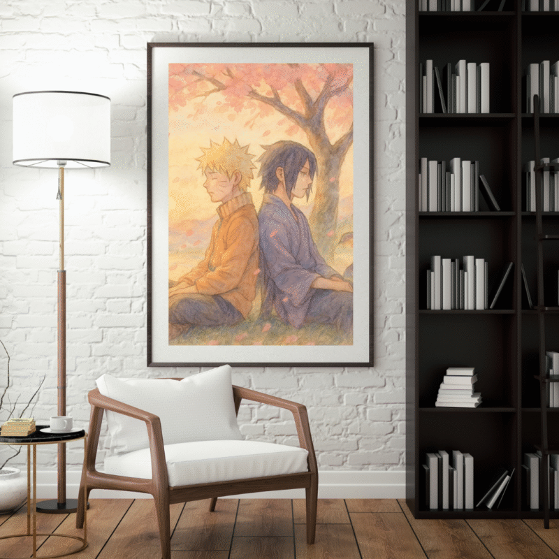 Naruto Wall Art – Naruto & Sasuke Sakura Sunset Poster