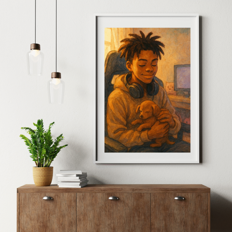 ishowspeed wall art with puppy cozy gamer decor